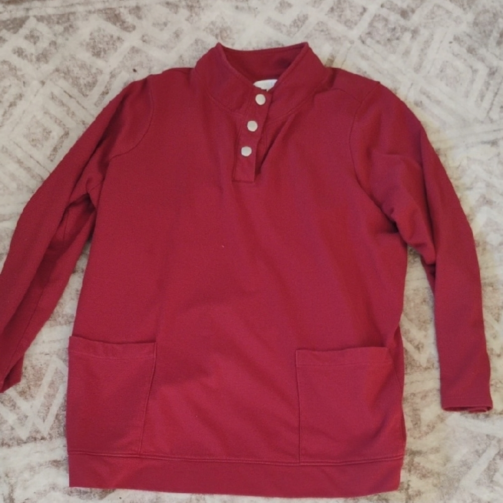 Sport Savy 2x Women's Red Sweater with Button Detail And Pockets